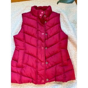 Gap Puffer Vest Women Fuchsia Pink Full Zip Stand Collar Padded Sleeveless Small
